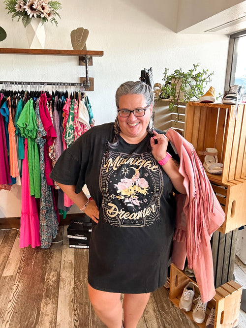 Midnight Dreamer Graphic Shirt Dress