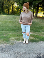 Taupe Striped Soft Sweater