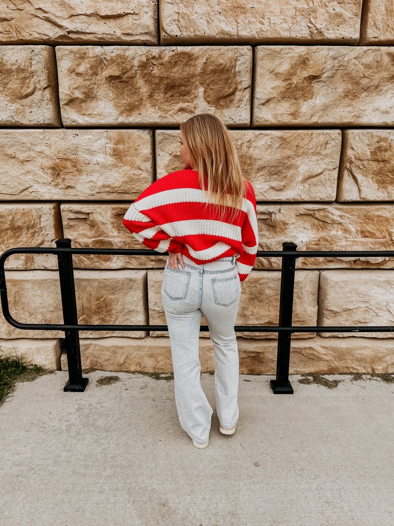 Seth Red Striped Cardigan