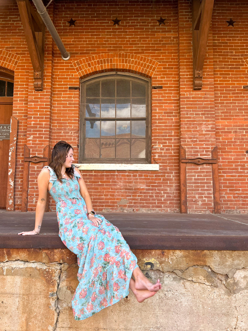 Floral Square Neck Maxi Dress