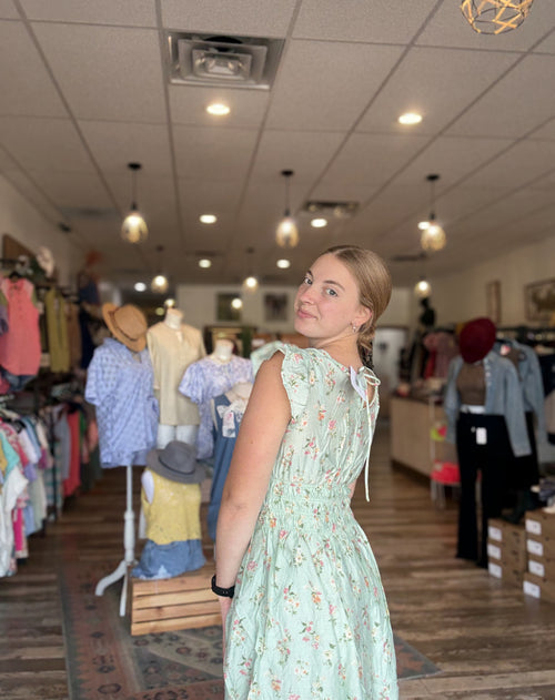 Manchester Floral Smocked V-Neck Dress