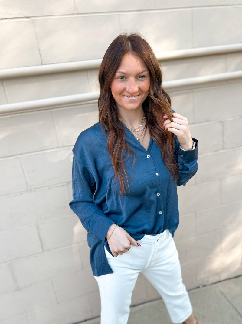 Light Satin Button Down Shirt