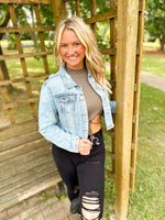 Isabel Crop  Distressed Denim Jacket