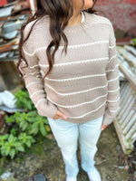 Zeeva Taupe Stitch Striped Sweater