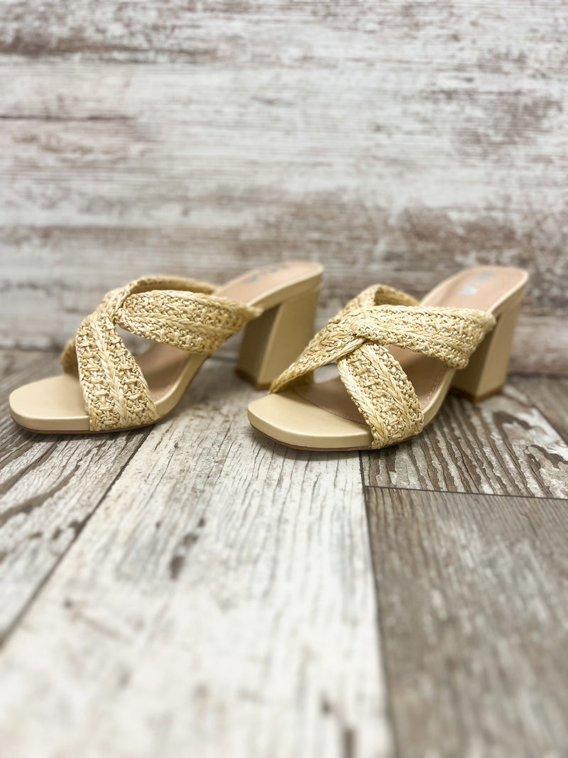 MIA raffia knot heels in natural