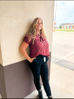Burgundy Scallop Trim Blouse