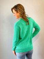 Zenana melange open front cardigan sweater in kelly green