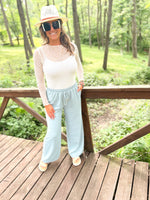 light blue soft drawstring pants