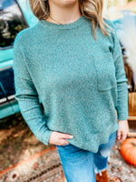 Leslie Crew Neck Chest Pocket Sweater