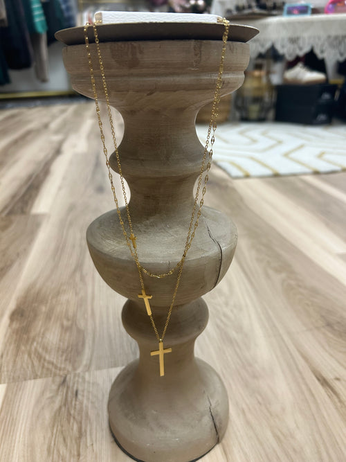 18K Stainless Steel Gold Cross Necklace