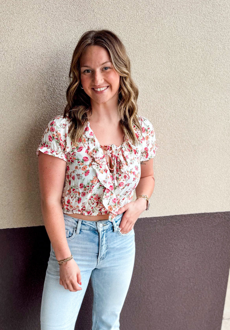 Sunshine Floral Cropped Blouse