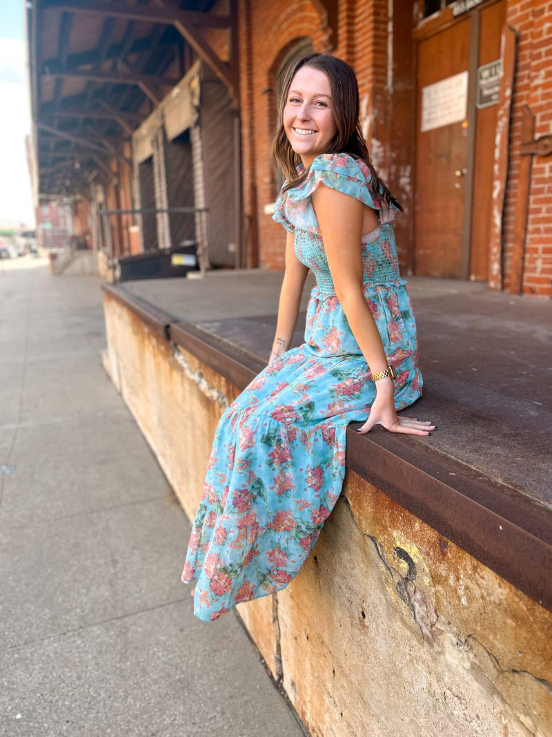 floral square neck maxi dress Sadie Printed Square Neck Maxi Dress | 2 Colors