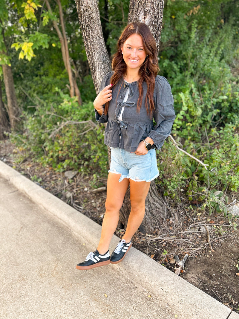 Hadley Denim Peplum Top