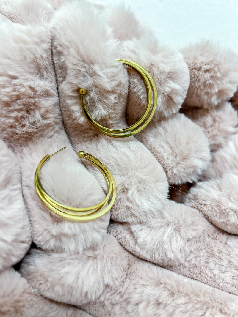 Triple 3D Gold Hoops