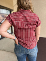 Raspberry Stripe Collared Blouse
