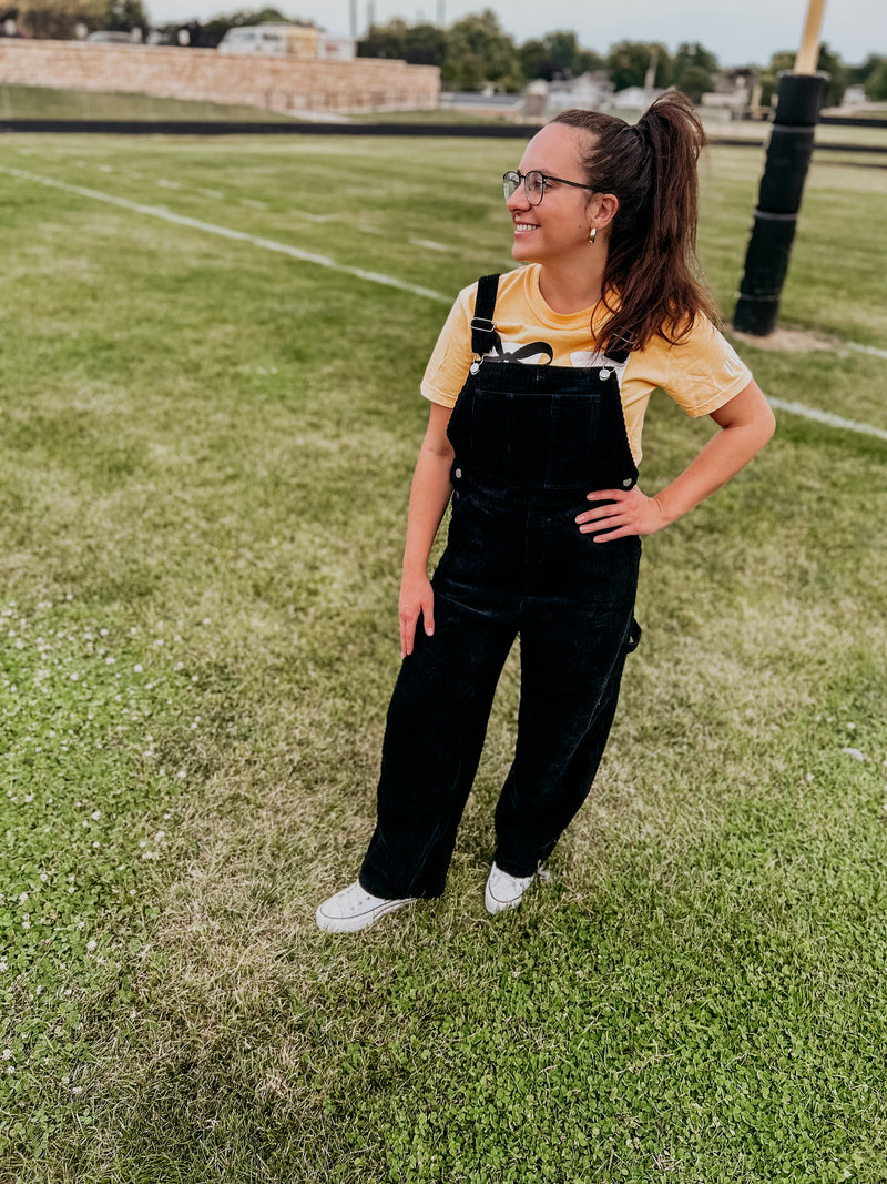 Black Corduroy Overalls