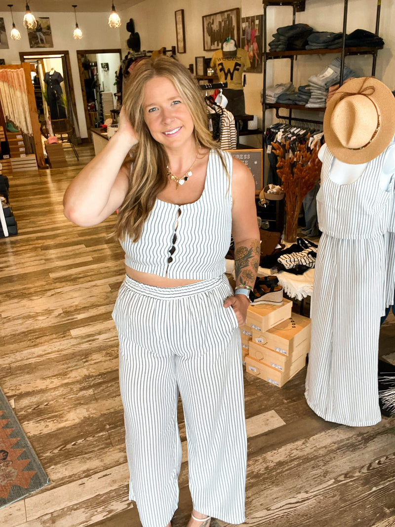 Regina Striped Cropped Top and Pant Set