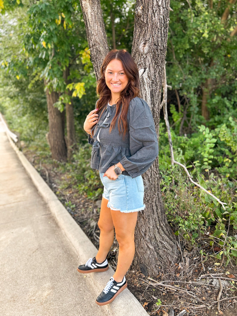 Hadley Denim Peplum Top