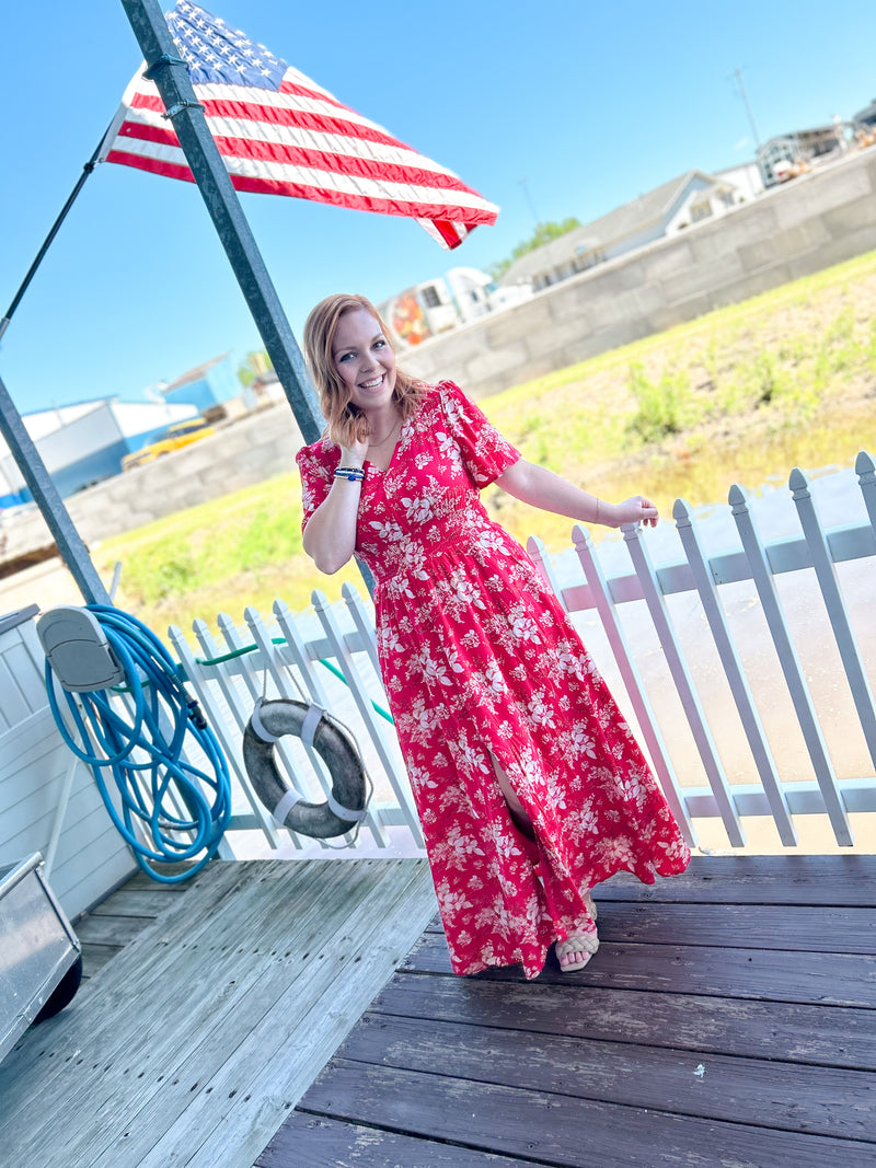 Avril Red Floral Dress