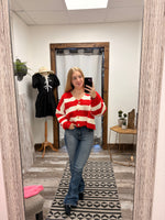 Seth Red Striped Cardigan