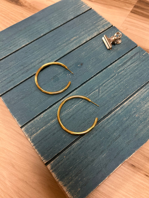 18K Stainless Steel Gold Hoop Earrings