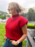 Georgie Mock Neck Capped Sleeve Sweater