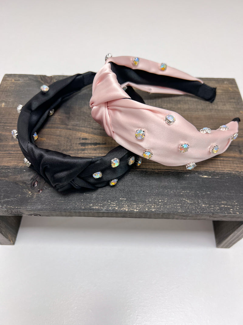 Rhinestone Embellished Knotted Headband