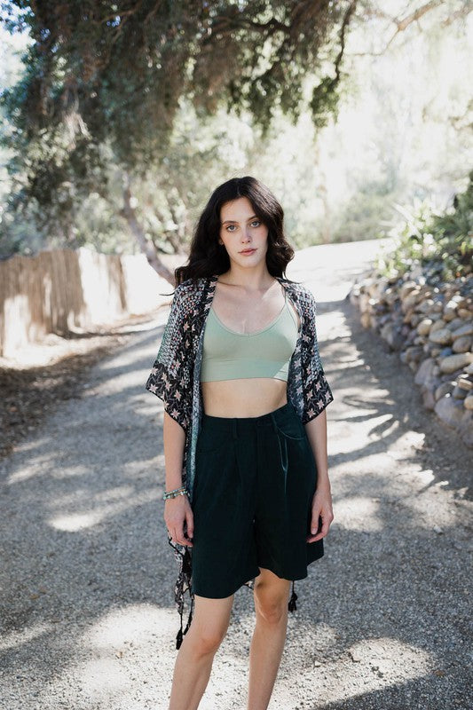 Geometric Floral Combo Kimono