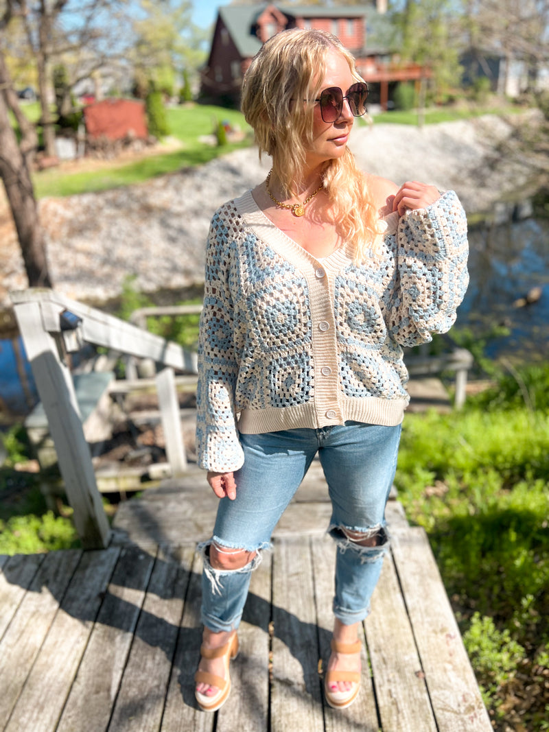 Roxanna Crochet Oversized Cardigan
