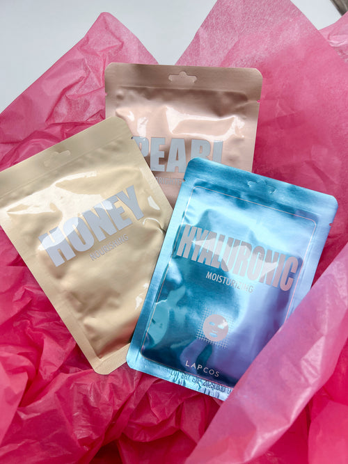 Face Sheet Masks in Honey, Hyaluronic Acid, and Pearl