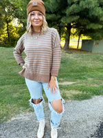 Taupe Striped Soft Sweater