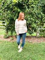 Textured Stripe Grey Crew Neck Sweater