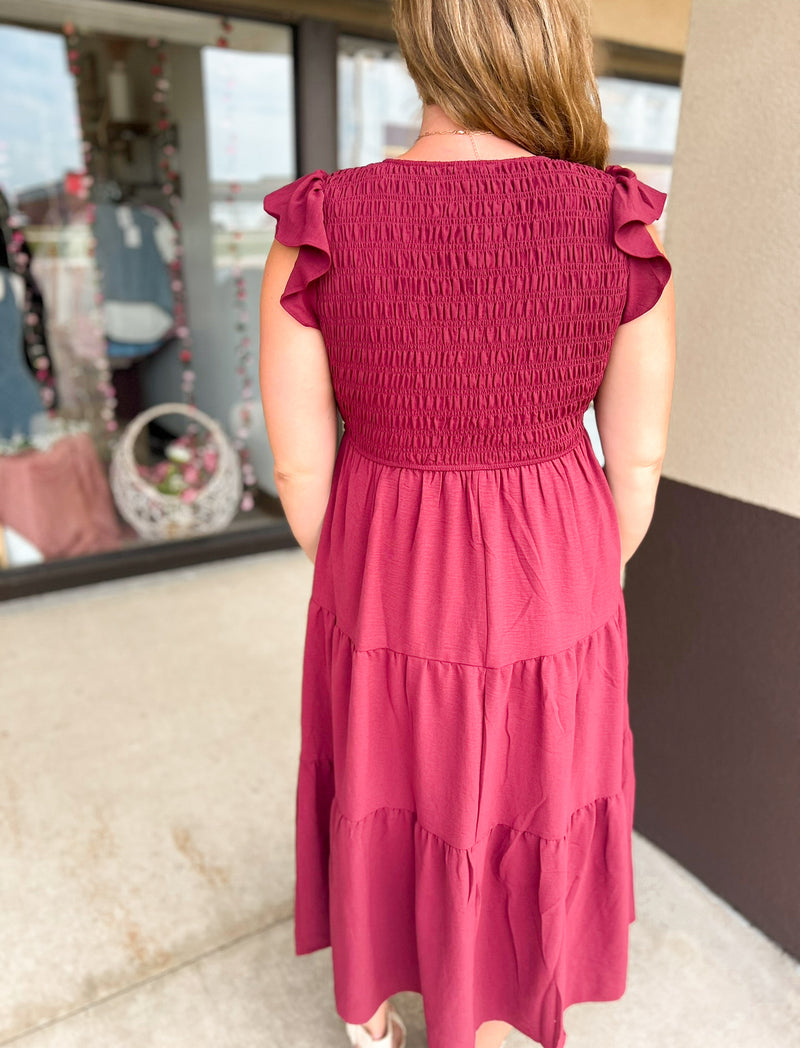 April Flutter Sleeve Maxi Dress