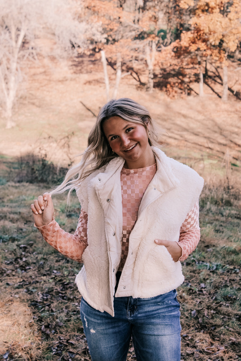 Teddy Button Down Faux Shearling Vest