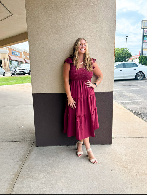 April Flutter Sleeve Maxi Dress