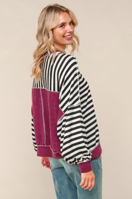 Jessa Striped Dropped Shoulder Top