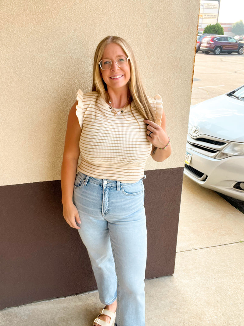 Jess Striped Ruffle Tank