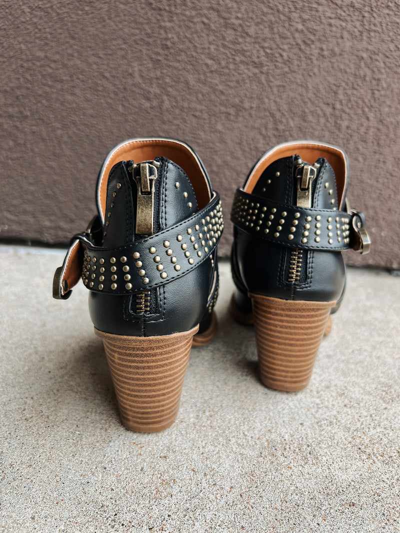 Fiona Black Studded Bootie