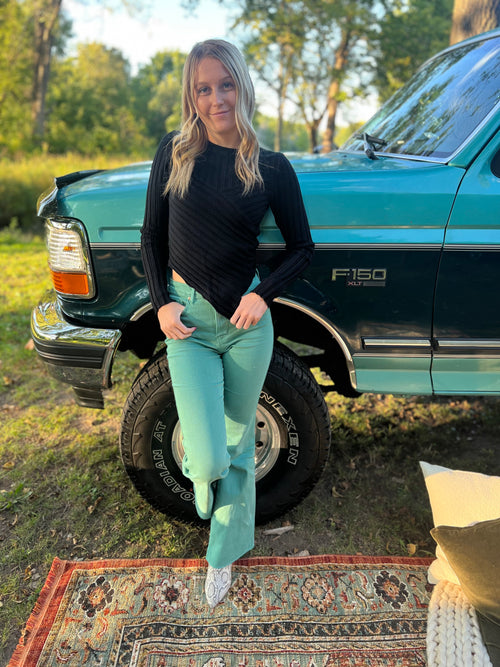 judy blue green tummy control flare jeans