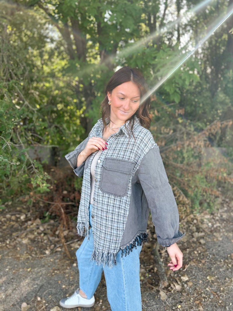 Tweed Mixed Denim Jacket