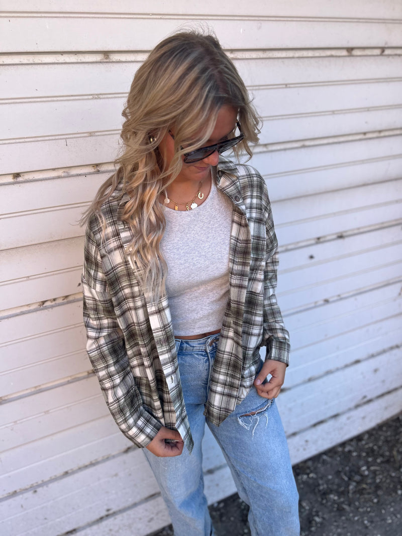 Orla Olive Plaid Shirt