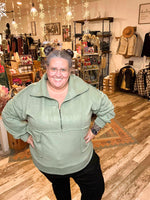 Sage Green Cozy Half Zip Pullover