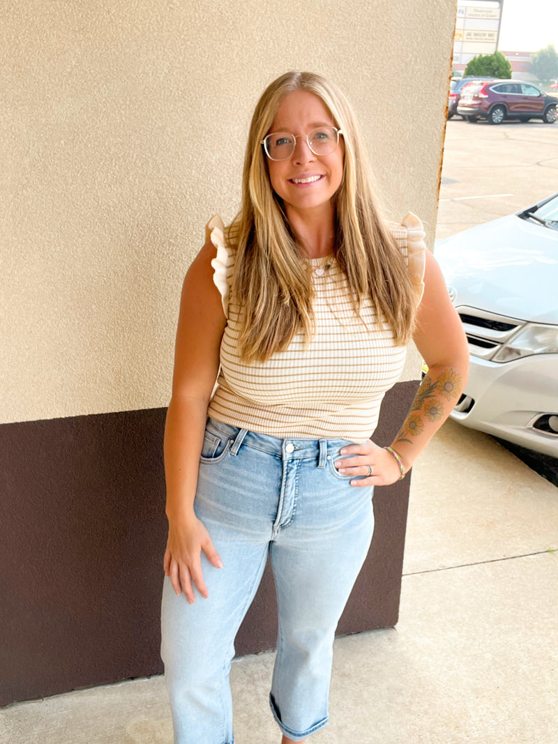Jess Striped Ruffle Tank