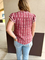 Elite Stripe Floral Pattern Blouse