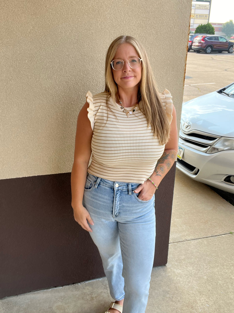Jess Striped Ruffle Tank