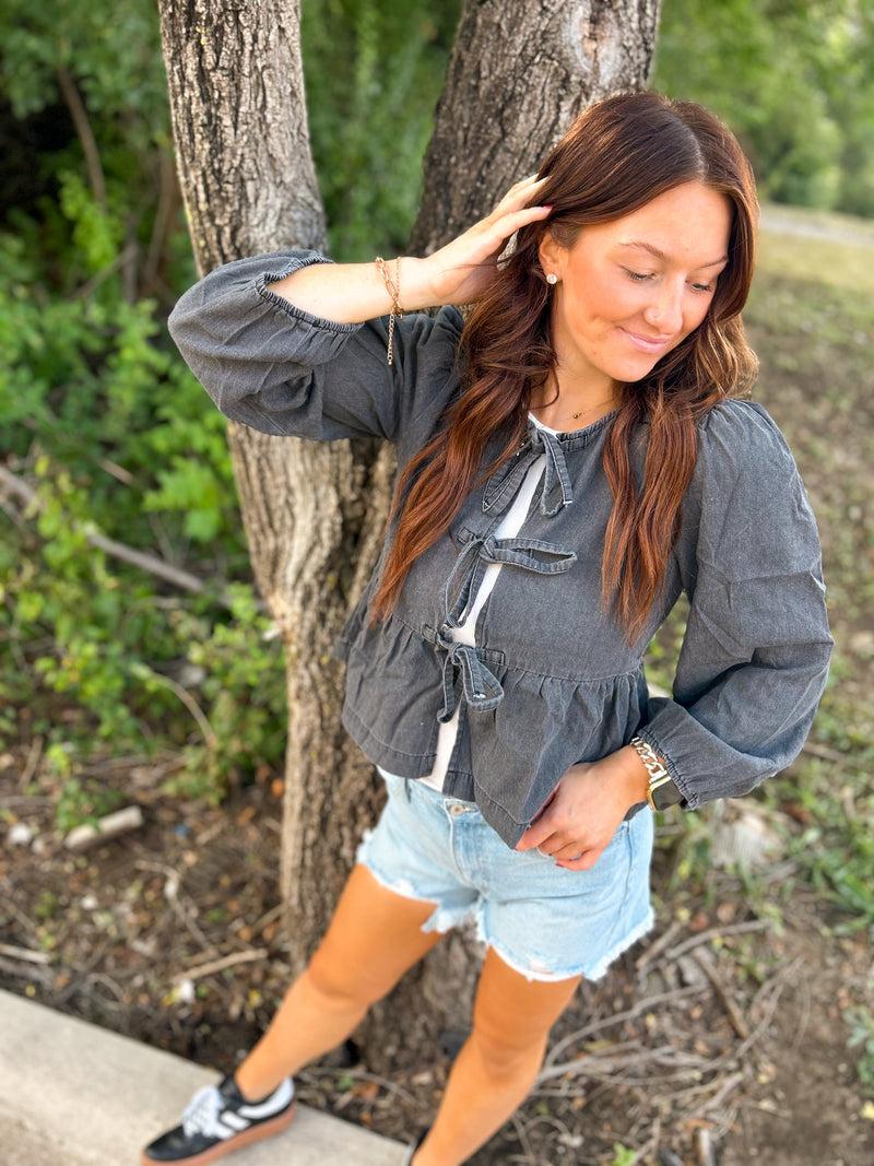 Hadley Denim Peplum Top