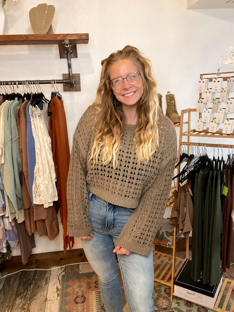 Flared Open Weave Sweater