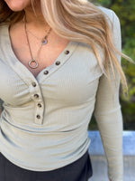 Clarice Ribbed Henley Top