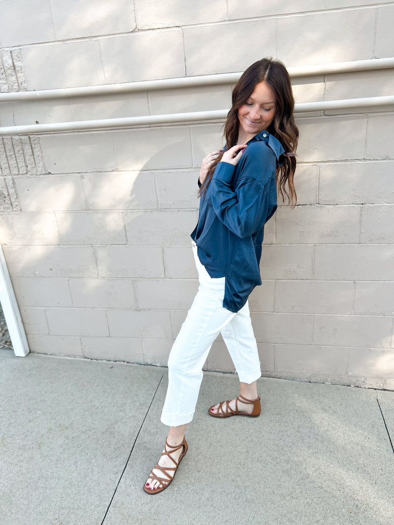 Light Satin Button Down Shirt