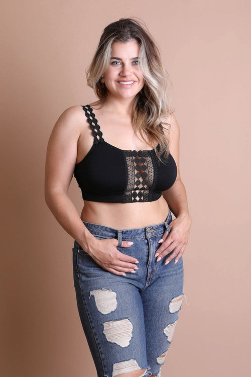 lace boho bralette black